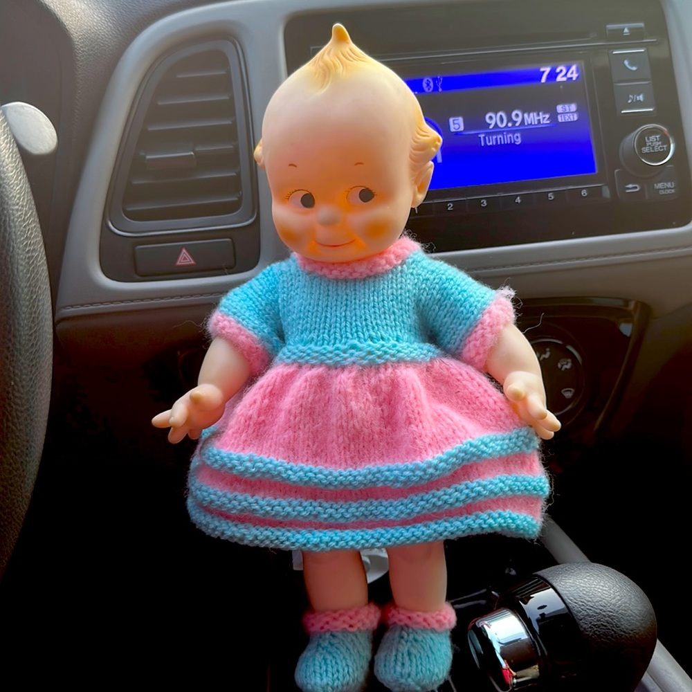 JESCO KEWPIE DOLL 15" Girl dressed in Pink-Blue The Kewpies. Clean, NonSmoking.